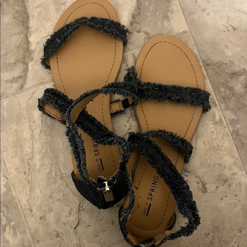 Soda Denim and Tan Strappy Sandals - Picture 13 of 16